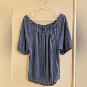 Denim Blue off-Shoulder Linen blouse